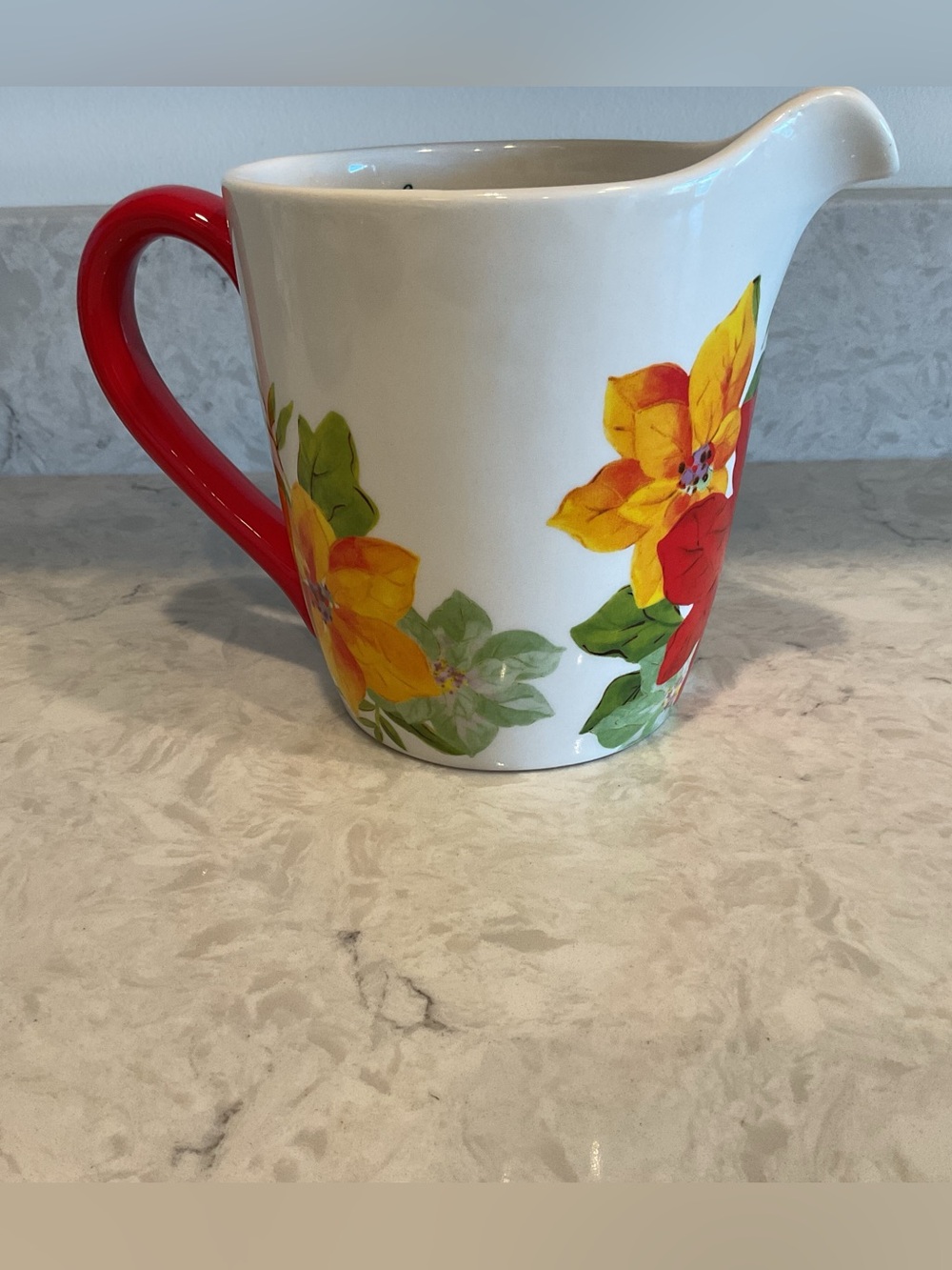 Pioneer Woman Poinsettia Stoneware Measuring Pitcher